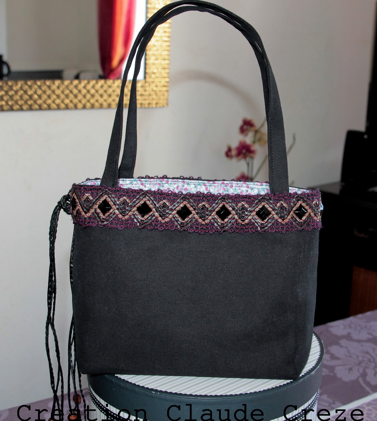 Sac Porté épaule Sisley - Toile Et Cuir Noir - Occasion